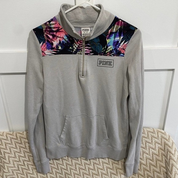 PINK Victoria’s Secret 1/4 Zip Pullover Sweatshirt - Picture 1 of 4